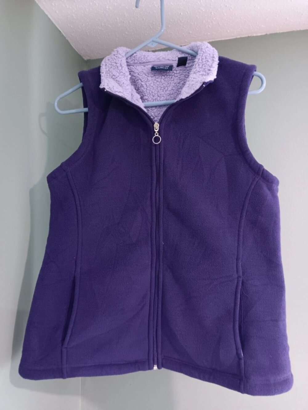 Fleece Zip Vest Sherpa Gloria Vanderbilt Purple S Cabincore Gorpcore Cozy